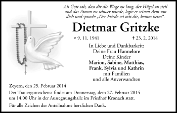 Anzeige von Dietmar Gritzke von MGO