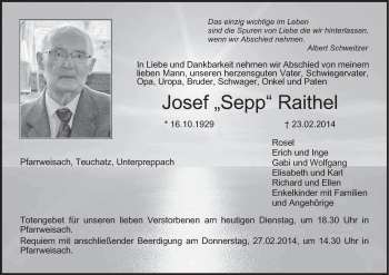 Anzeige von Josef Raithel von MGO