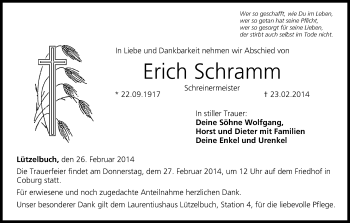 Anzeige von Erich Schramm von MGO