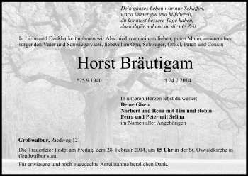 Anzeige von Horst Bräutigam von MGO