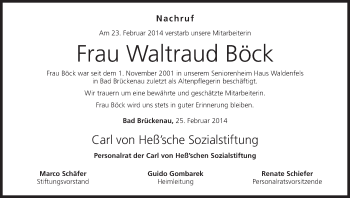 Anzeige von Waltraud Böck von MGO