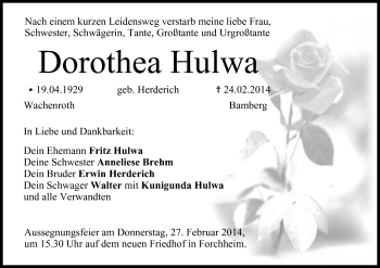 Anzeige von Dorothea Hulwa von MGO
