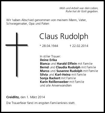 Anzeige von Claus Rudolph von MGO