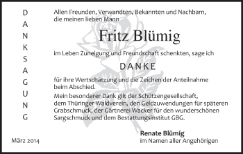 Anzeige von Fritz Blümig von MGO