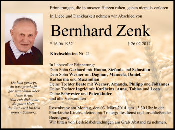Anzeige von Bernhard Zenk von MGO