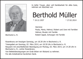 Anzeige von Berthold Müller von MGO