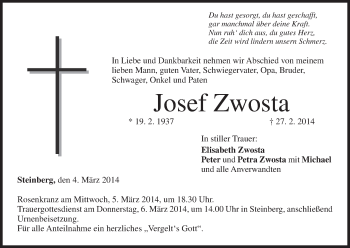 Anzeige von Josef Zwosta von MGO
