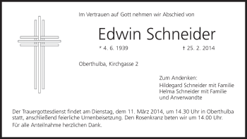 Anzeige von Edwin Schneider von MGO