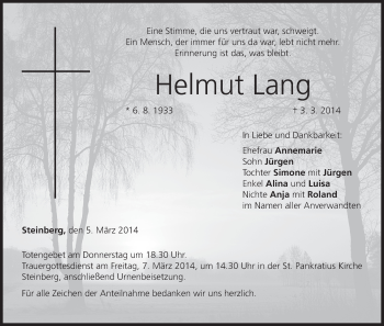 Anzeige von Helmut Lang von MGO
