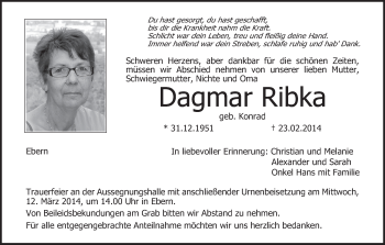 Anzeige von Dagmar Ribka von MGO