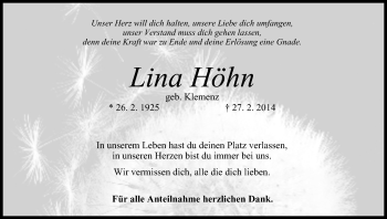 Anzeige von Lina Höhn von MGO