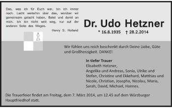 Anzeige von Udo Hetzner von MGO