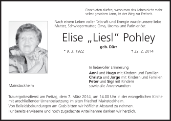Anzeige von Elise Pohley von MGO