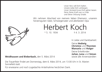 Anzeige von Herbert Koch von MGO