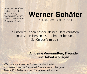 Anzeige von Werner Schäfer von MGO