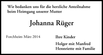 Anzeige von Johanna Rüger von MGO