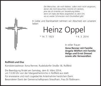 Anzeige von Heinz Oppel von MGO