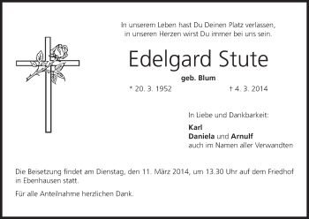 Anzeige von Edelgard Stute von MGO