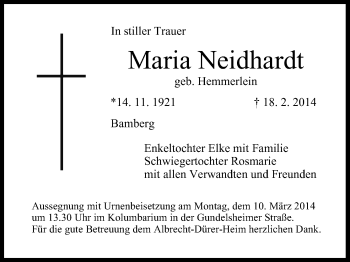 Anzeige von Maria Neidhardt von MGO
