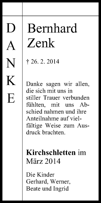 Anzeige von Bernhard Zenk von MGO