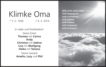 Anzeige von Klimke Oma von MGO