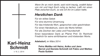 Anzeige von Karl-Heinz Schmidt von MGO