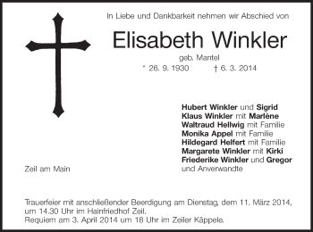 Anzeige von Elisabeth Winkler von MGO