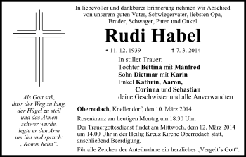 Anzeige von Rudi Habel von MGO