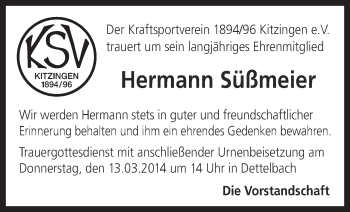 Anzeige von Hermann Süßmeier von MGO