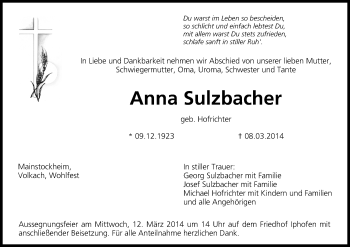 Anzeige von Anna Sulzbacher von MGO
