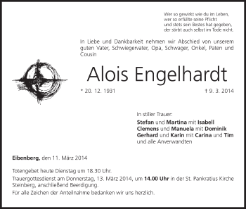 Anzeige von Alois Engelhardt von MGO