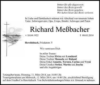Anzeige von Richard Meßbacher von MGO