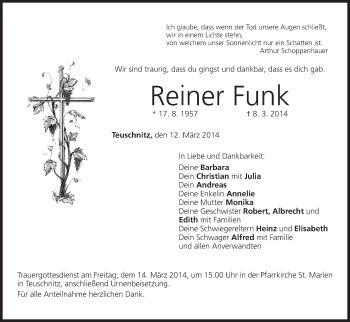 Anzeige von Reiner Funk von MGO