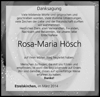 Anzeige von Rosa-Maria Hösch von MGO