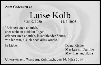 Anzeige von Luise Kolb von MGO
