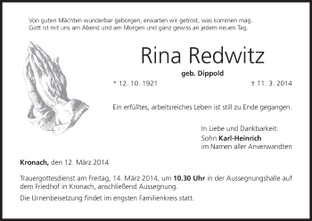 Anzeige von Rina Redwitz von MGO