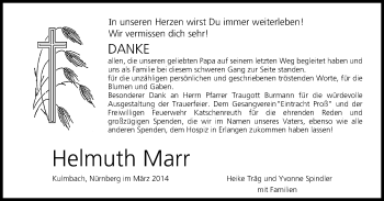 Anzeige von Helmuth Marr von MGO