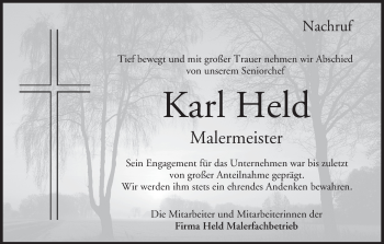 Anzeige von Karl Held von MGO