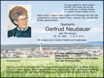 Anzeige von Gertrud Neubauer von MGO