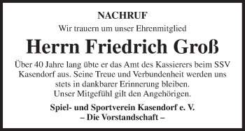 Anzeige von Friedrich Groß von MGO