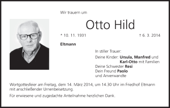 Anzeige von Otto Hild von MGO