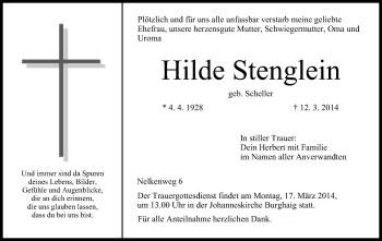 Anzeige von Hilde Stenglein von MGO