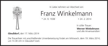 Anzeige von Franz Winkelmann von MGO