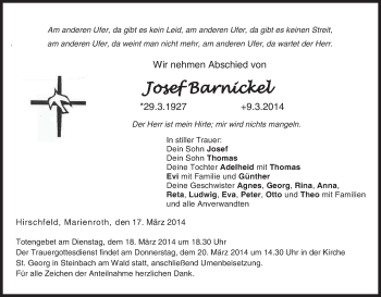 Anzeige von Josef Barnickel von MGO