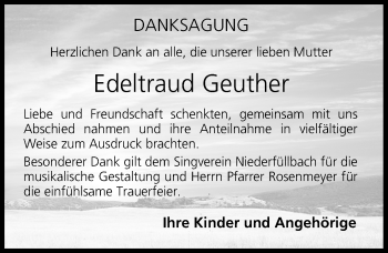 Anzeige von Edeltraud Geuther von MGO