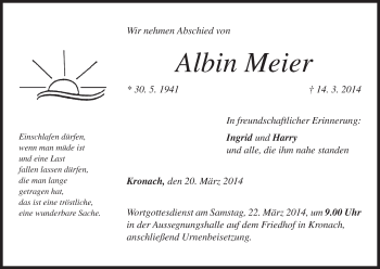Anzeige von Albin Meier von MGO