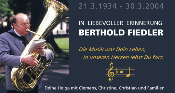 Anzeige von Berthold Fiedler von MGO