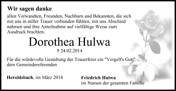 Anzeige von Dorothea Hulwa von MGO