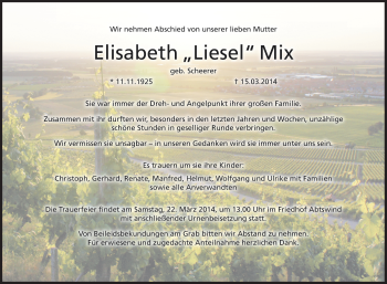 Anzeige von Elisabeth Mix von MGO