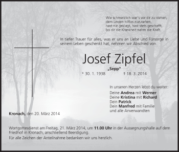 Anzeige von Josef Zipfel von MGO